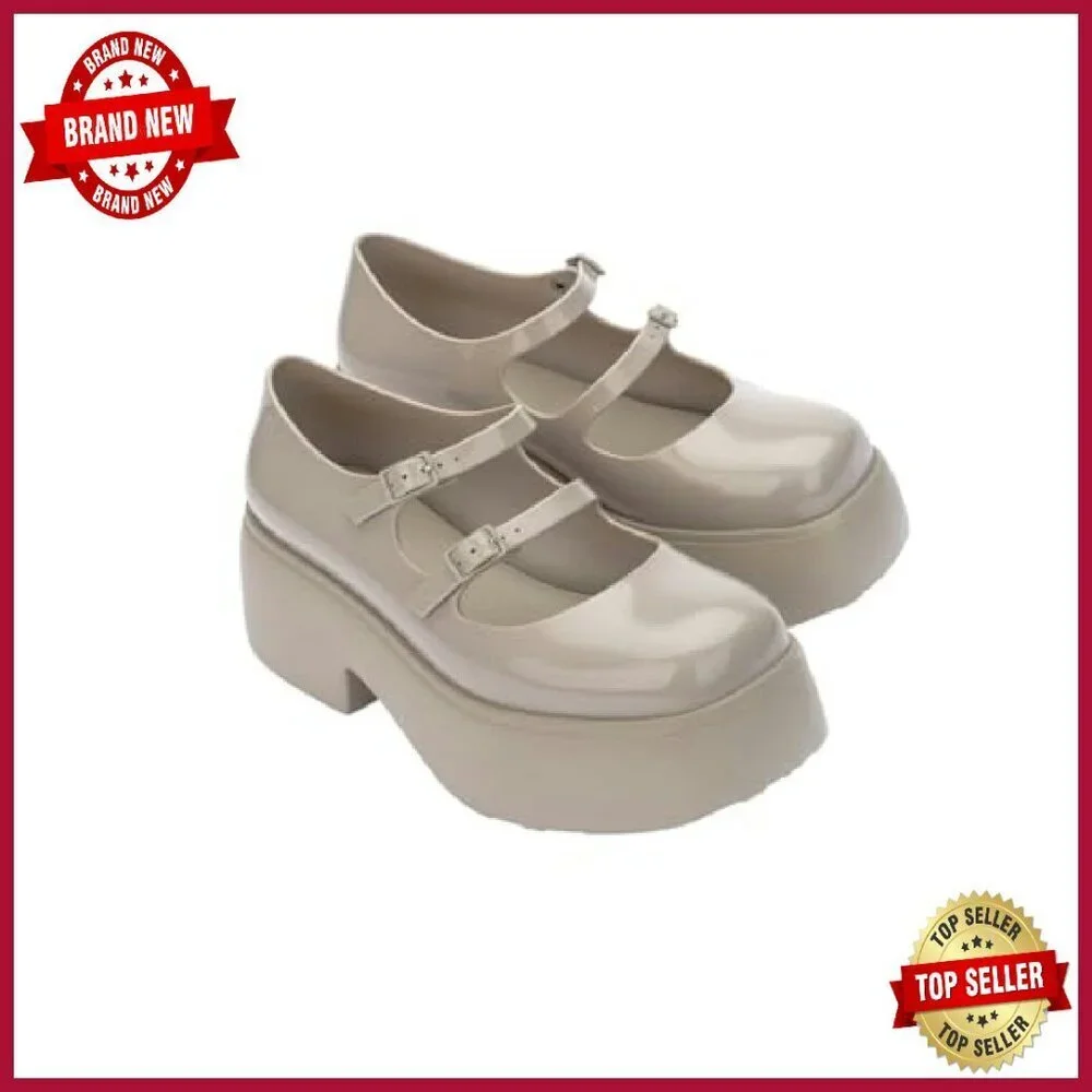 Platform Mary Jane Pumps Vegan PVC Size 7 Retro Femme Style